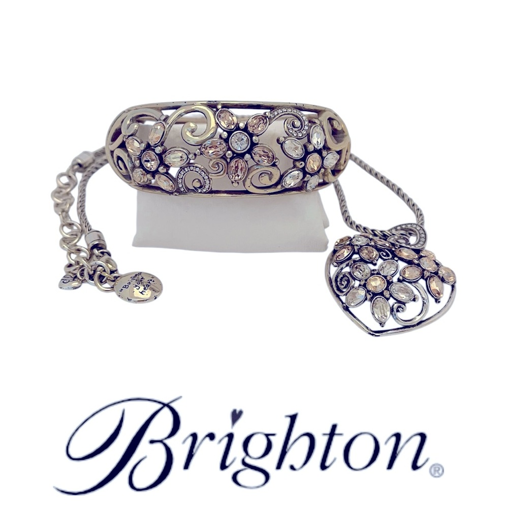 Brighton Garden of Dreams crystal heart pendant necklace and bracelet; retired
